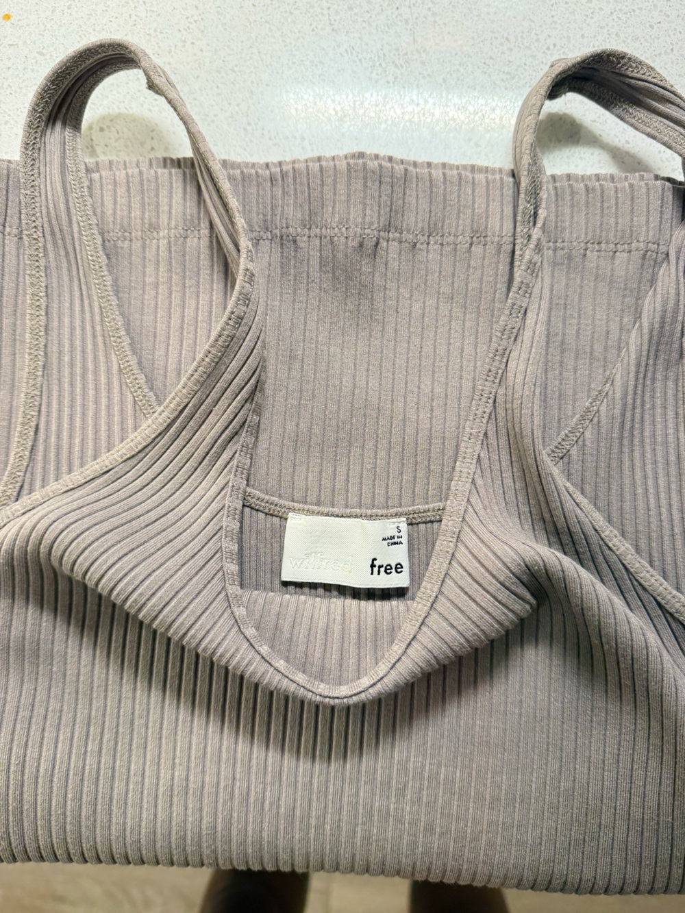 Aritzia Wilfred Ribbed Tank Midi Dress in Taupe - Picture 2 of 2